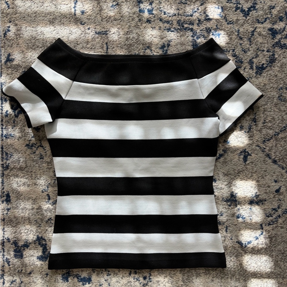 Black and White Striped Top